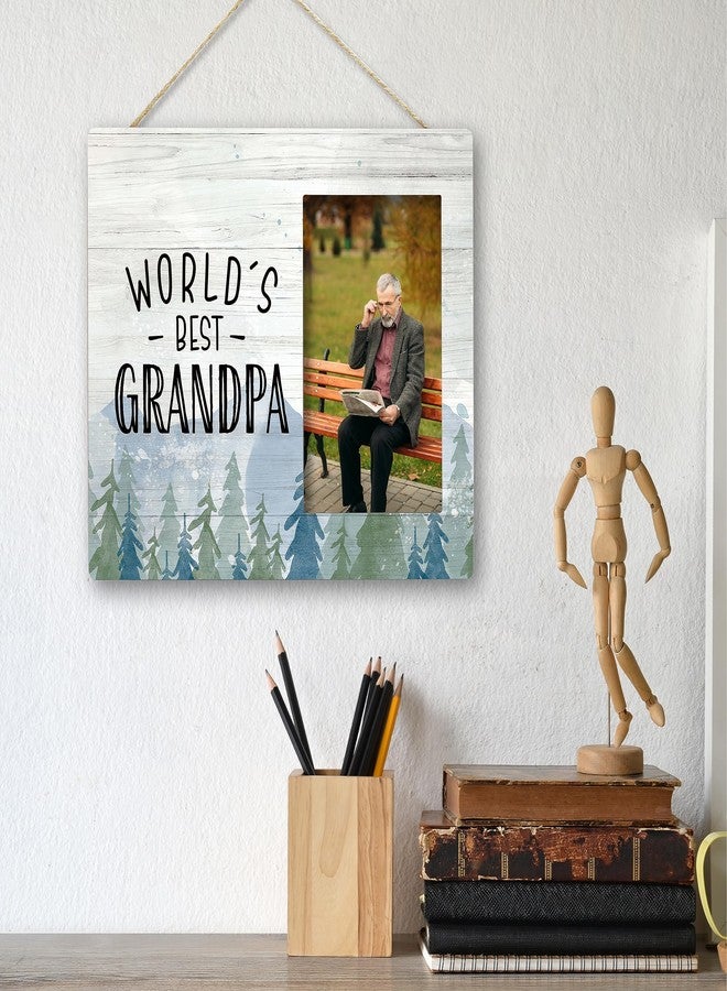 SRADMO Grandpa Gifts - Christmas Birthday Picture Frame from Grandchildren, World's Best Grandpa 10x8 Inch Wooden Tabletop Photo Frame - Image 4